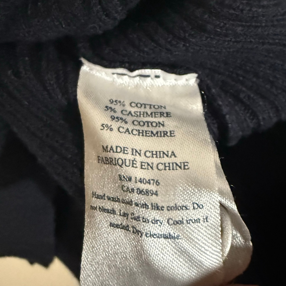 Faherty Mikko Polo Cashmere Cotton Ribbed Sweater Navy Bella Swan Small - Picture 7 of 8